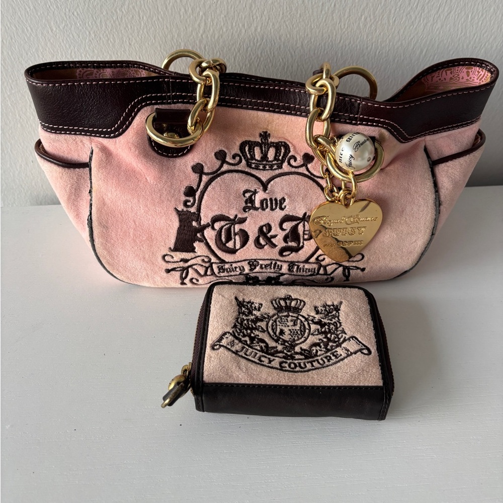 Juicy Couture Pink and Brown Tote with Wallet